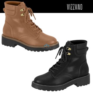 Bota Coturno Feminina Vizzano Cano Medio Tratorada Cadarço Confortável Casual em Oferta na Shopee