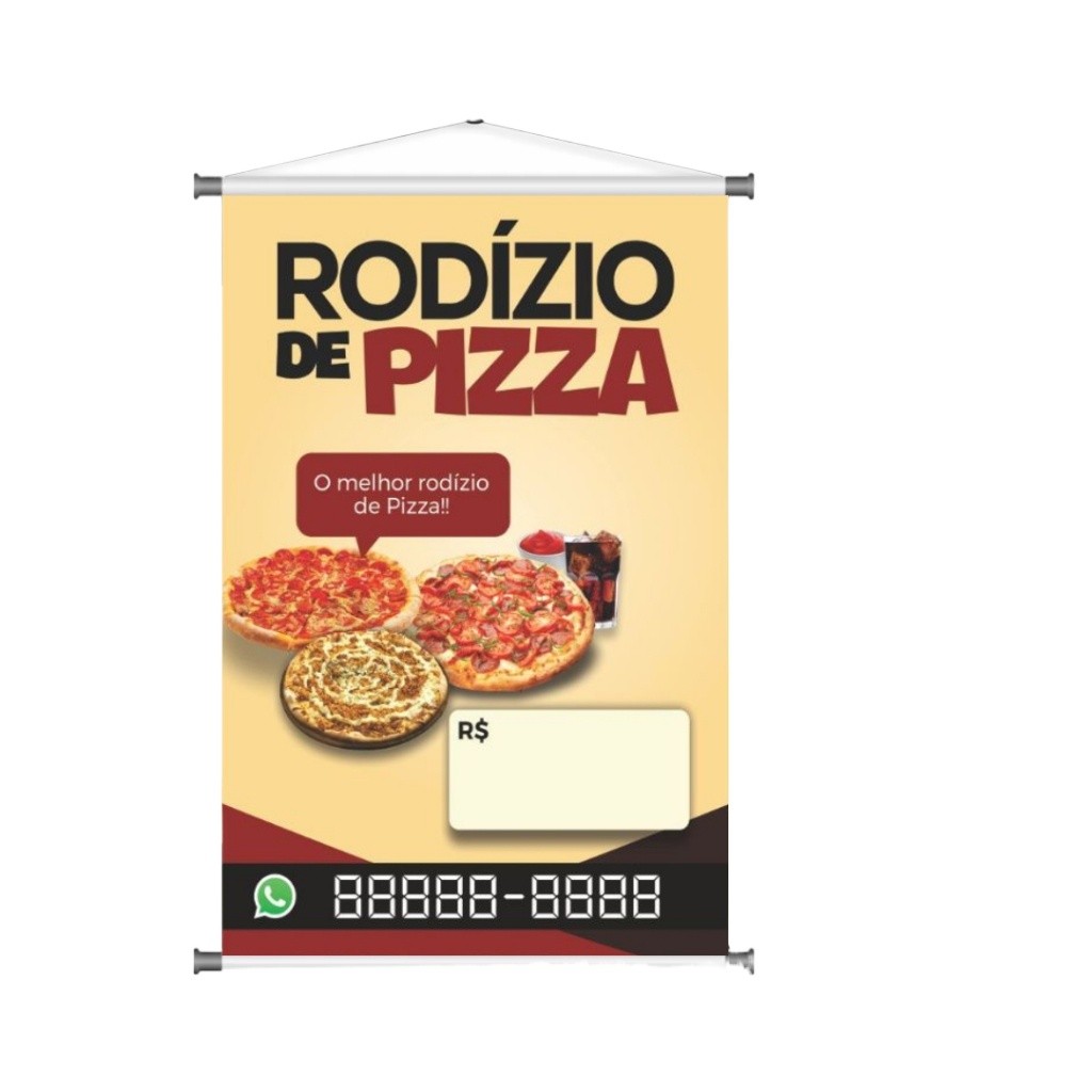 Banner Rodízio de Pizza - Pizzaria - medidas 90x60cm e 60x40cm