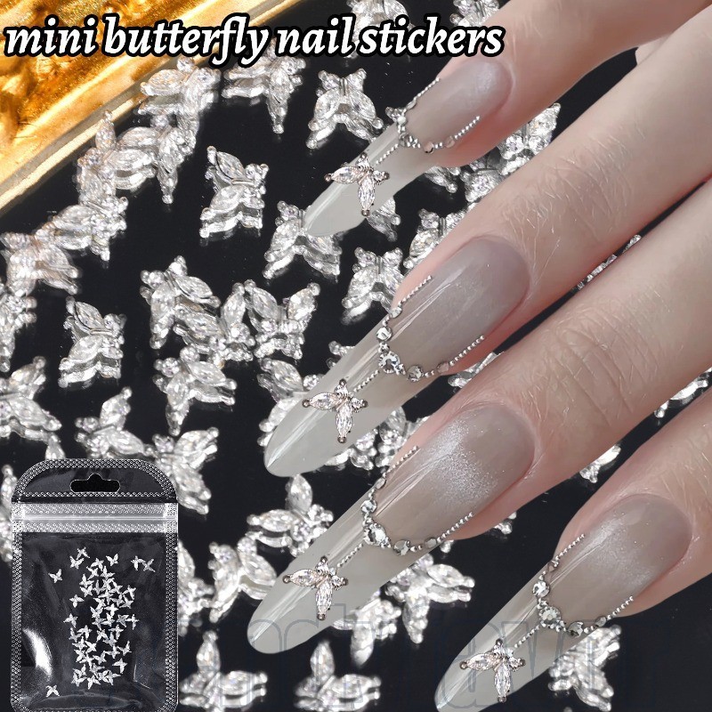 Strass De Borboleta 3D Para Unhas-Decalque De Manicure-Artesanato De Joias Decoração De Arte Em Autoadesiva DIY-Luxo , R