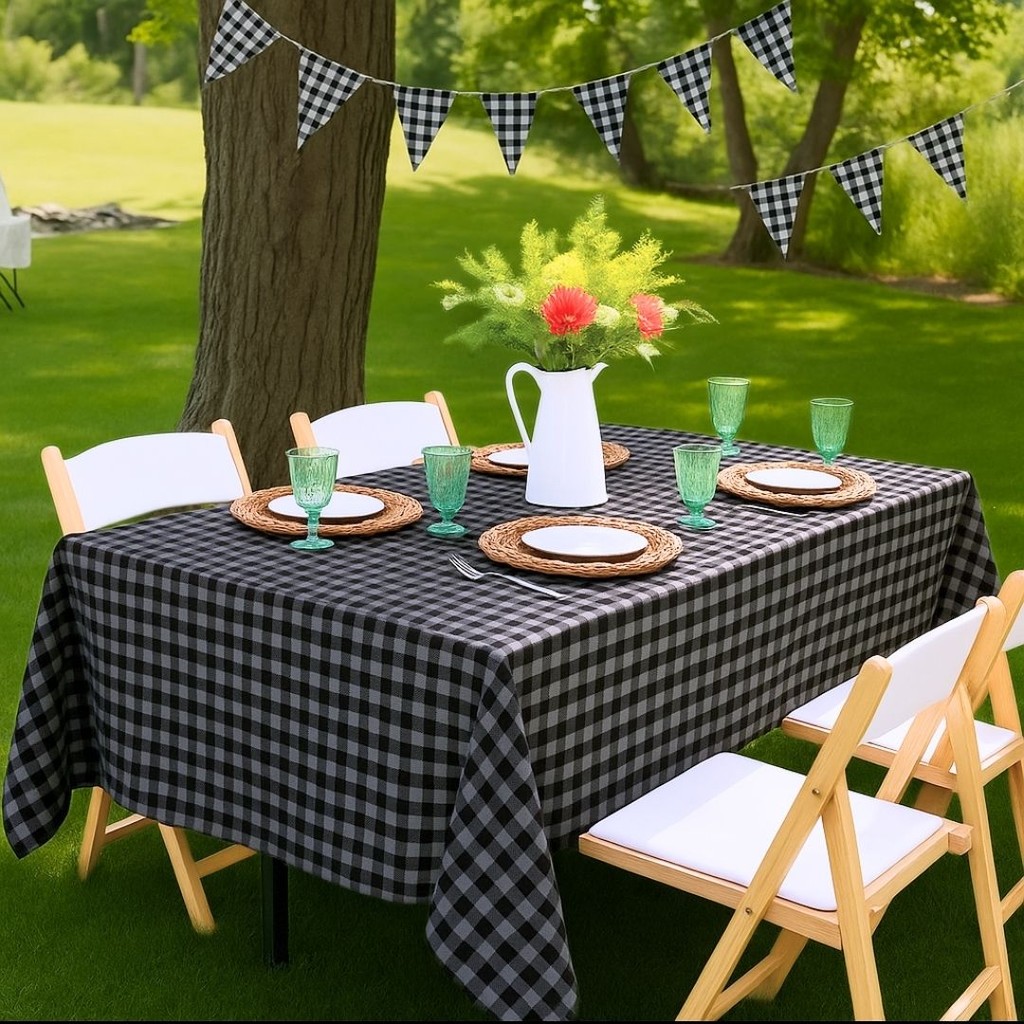 1~6 TOALHA MESA FESTA JUNINA G 1,37 X2,74 XADREZ 6132-TN PRETA FESTA JUNINA 2025 (EX)