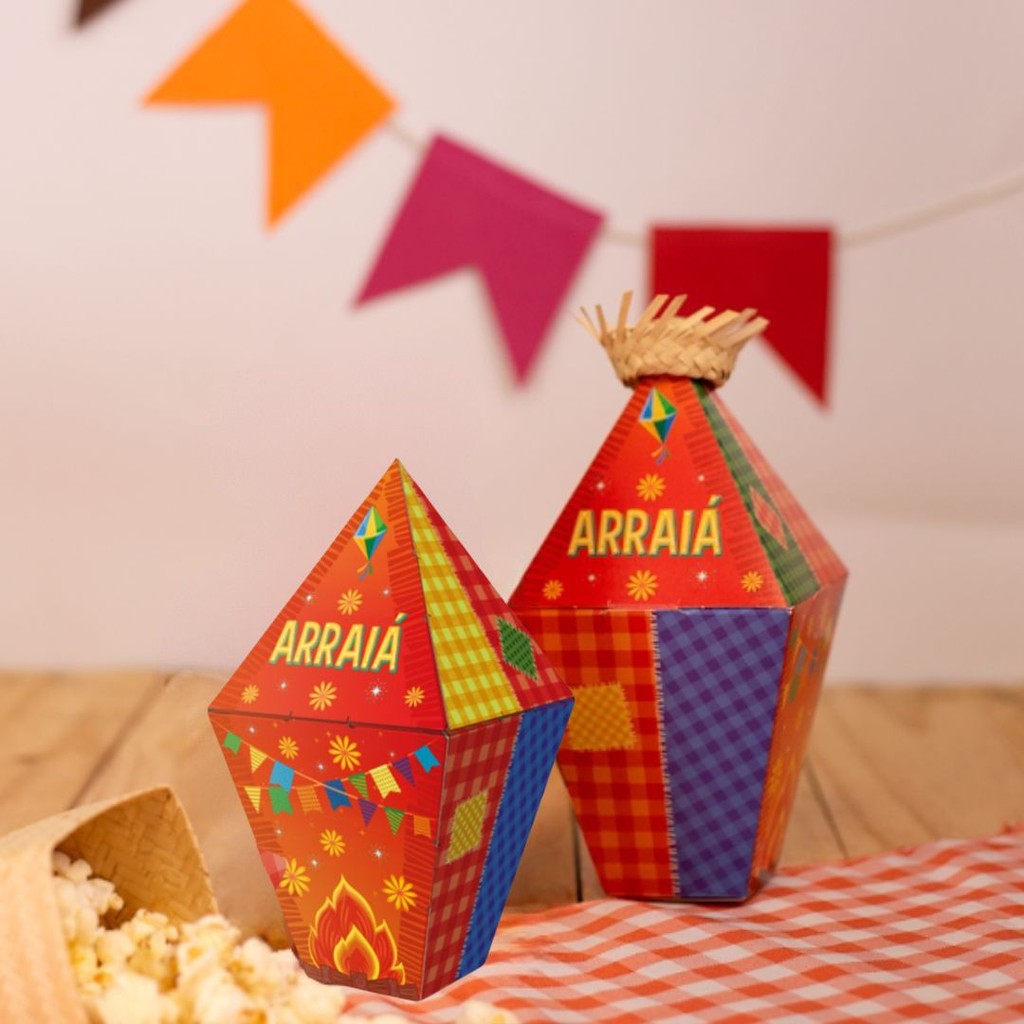 10 CAIXA BALÃO 5525 ARRAIÁ 10X10X20cm IDEIA FESTA JUNINA 2025 em Oferta na Shopee