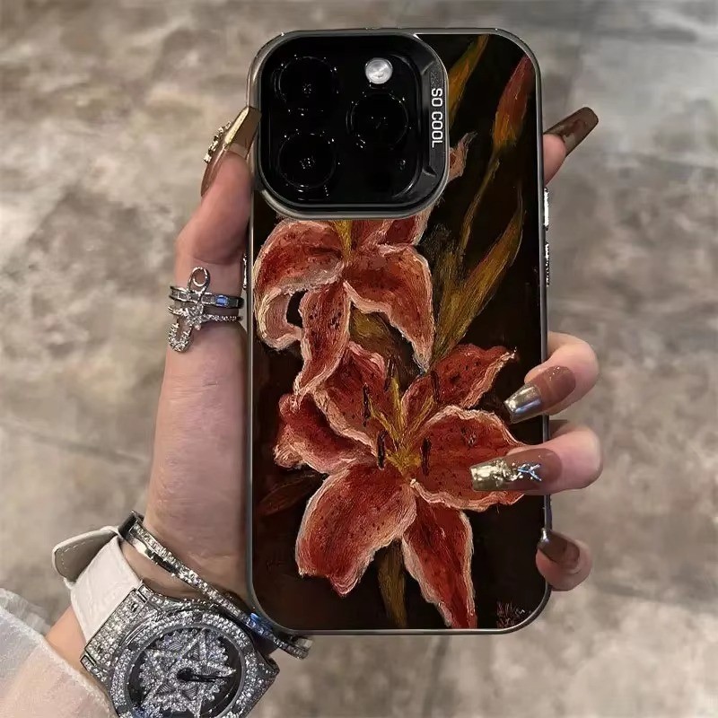 Capa De Telefone Para Samsung A15 A07 A12 A55 A06 A13 A23 A05 A56 A36 A16 A14 A26 A35 A34 A54 A24 Lírio Flor Pintura