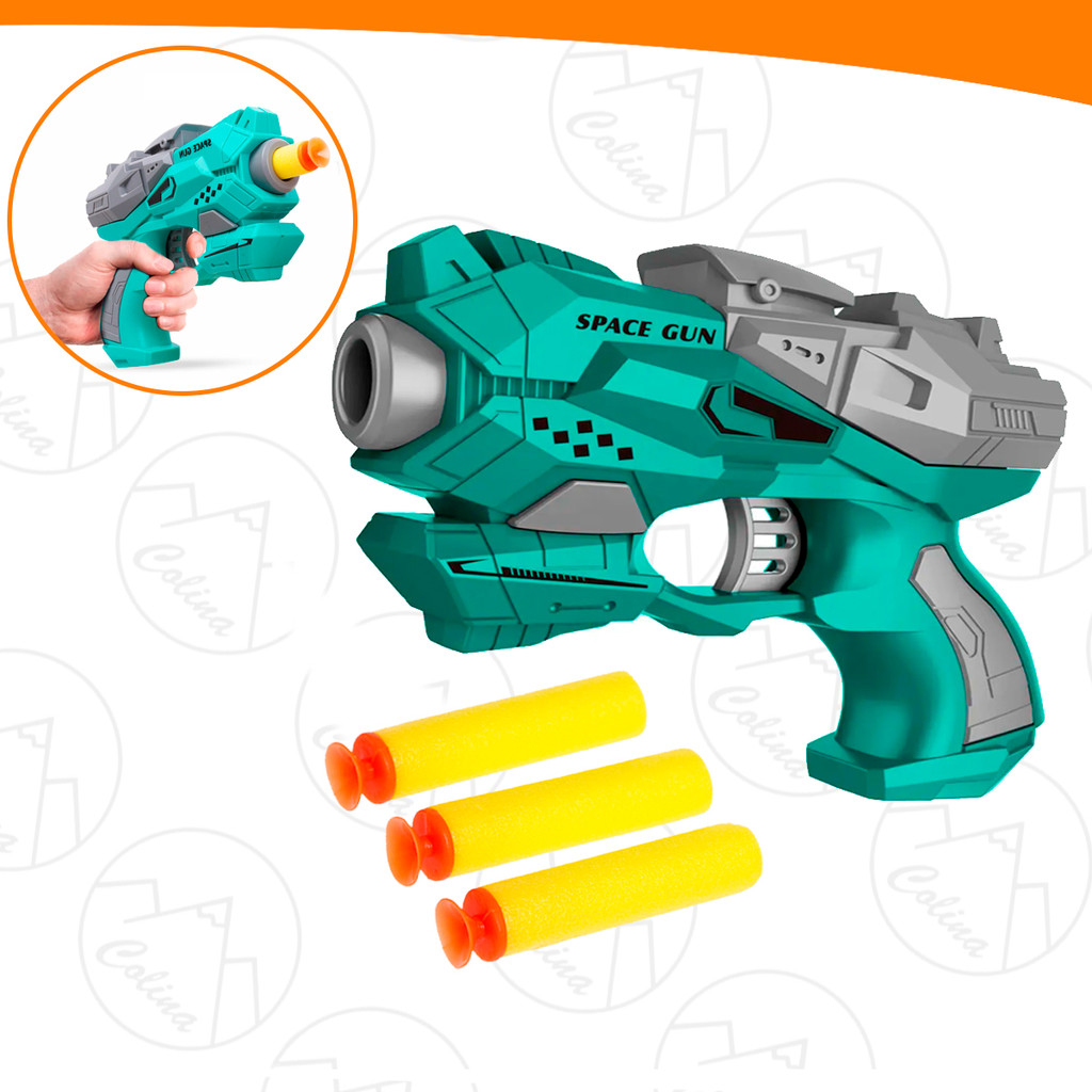 Arma Espacial De Brinquedo Pistola Com Dardos Infantil Cor Verde
