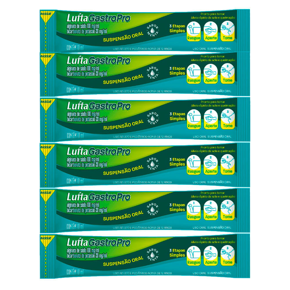 Kit 6 LuftaGastroPro Sachê Líquido 10ml - Health