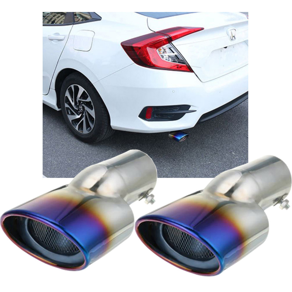 Acessorios Par Ponteira Aço Inox Azulada Honda Civic Touring Turbo G10 2017 a 2024