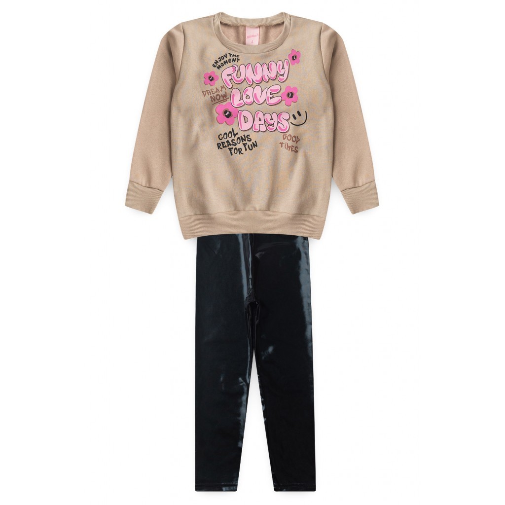Conjunto Feminino Infantil Dia Divertido De Amor em Oferta na Shopee