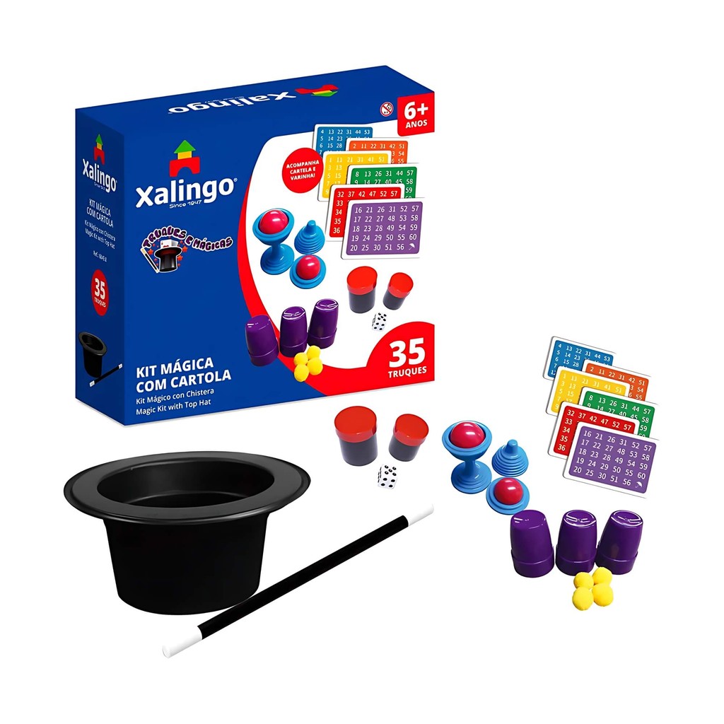 Brinquedo Kit Mágica Infantil com Chapéu 35 Truques Xalingo - 68498