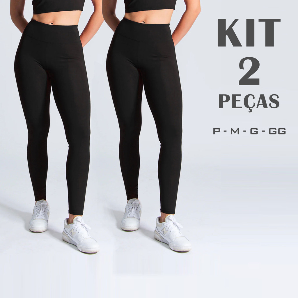 Calça Legging Femininas Fitness Cós Alto Tecido Grosso Premium Kit com 2 ou 1
