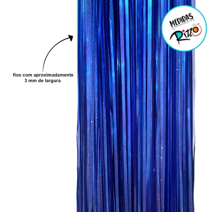 Detalhes do Chicote Metalizado Franja Carnaval 80cm - Azul Royal  - 1 unidade - Rizzo