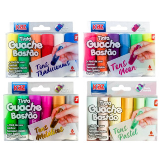 Tinta Guache Bastão 6 Cores Sem Sujeira e Lavável 4 Modelos em Oferta na Shopee