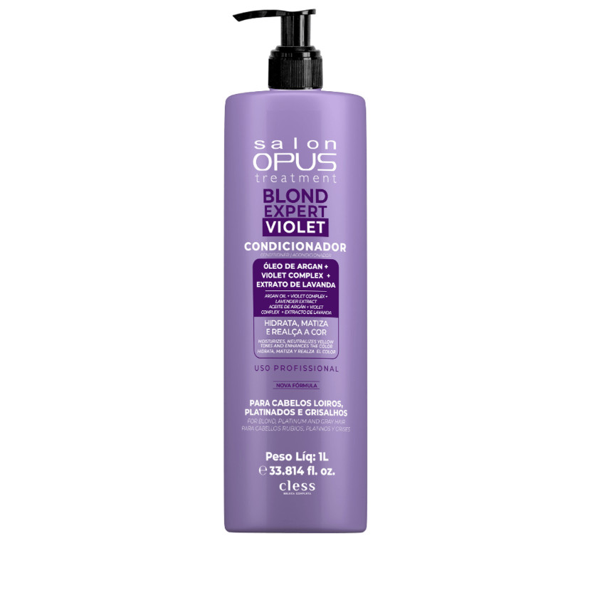 Condicionador Salon Opus Blond Expert Cless 1L Hidrata Matiza Realça Cor de Cabelos Loiros Grisalhos