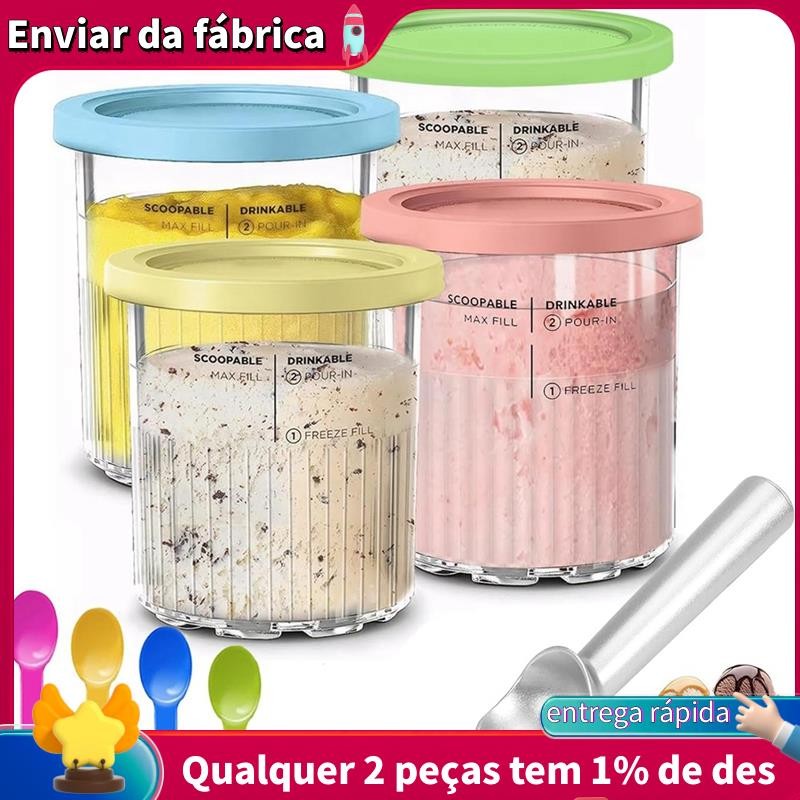Substituição De Recipientes De Sorvete Adequados Para Pinos E Tampas Ninja Creami Copos De 24 Onças Deluxe NC501 NC500 S em Oferta na Shopee