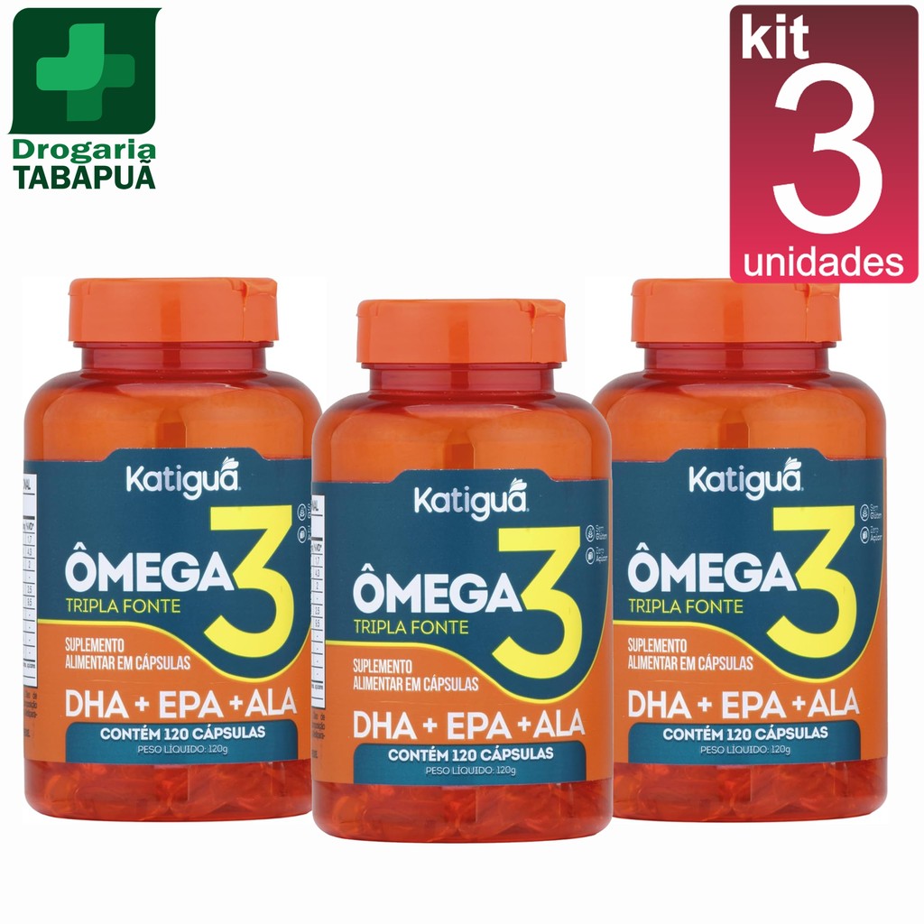kit 3 Omega 3 1000mg com 120caps Tripla Fonte De Omega - DHA - EPA - ALA -Omega Mais Puro
