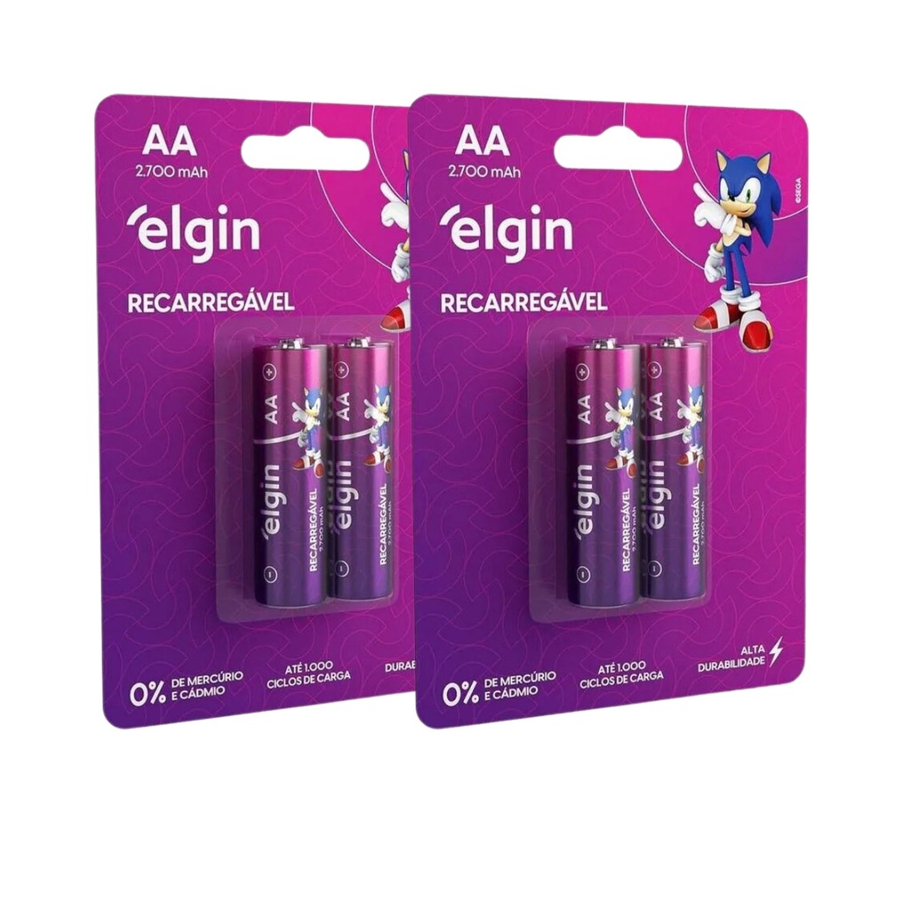 Kit 4 Pilhas Recarregável Aa 2700mah Elgin 2 Cartela Elgin em Oferta na Shopee