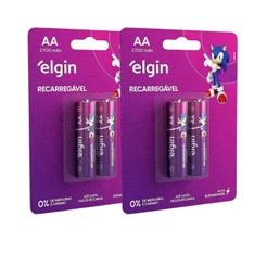 Kit 4 Pilhas Recarregável Aa 2700mah Elgin 2 Cartela Elgin