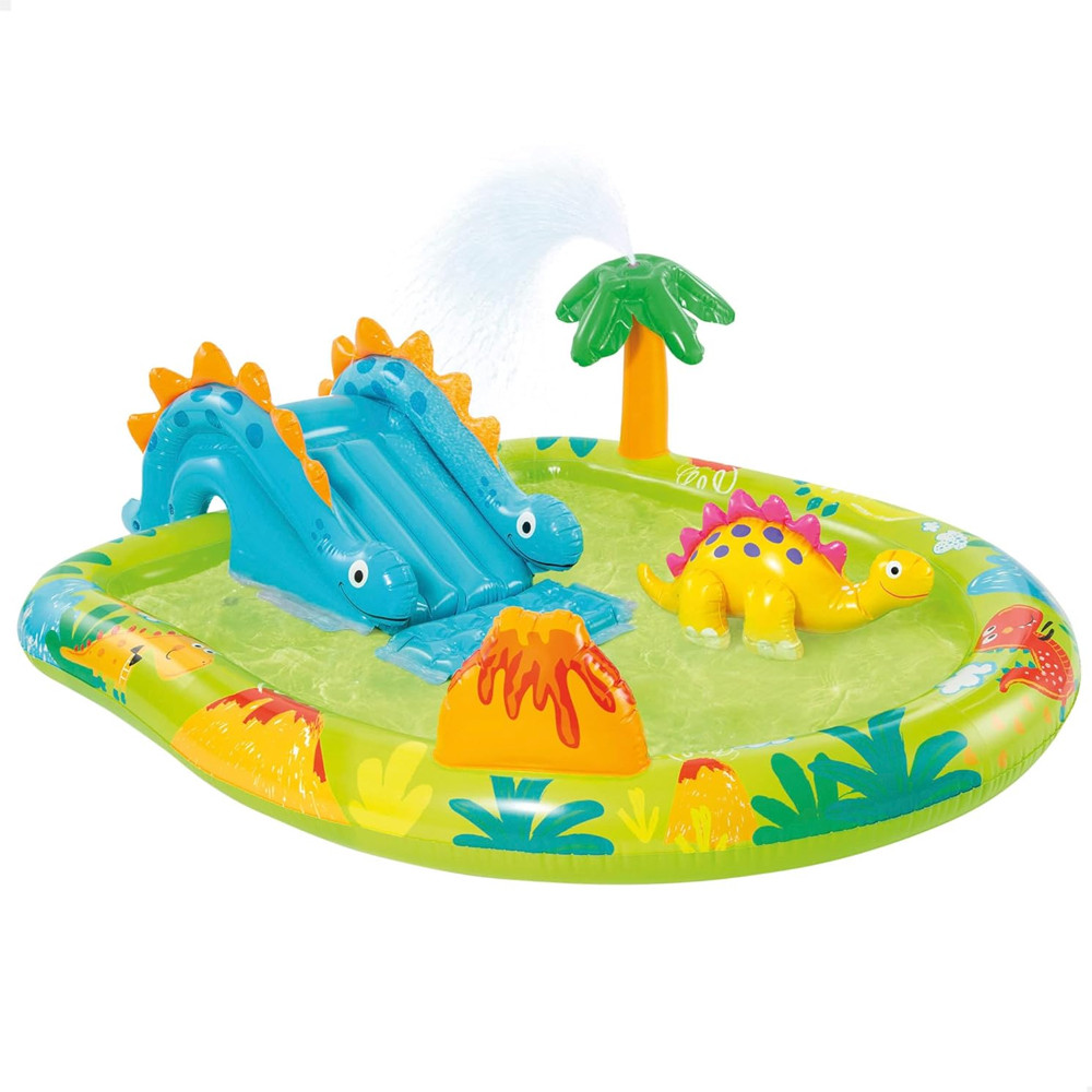 Piscina Inflável Intex Parque dos Dinossauros 143 Litros Escorregador Infantil