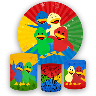 Kit Painel Redondo em tecido sublimado 1,5 + 3 Capas de Cilindros PATINHO COLORIDO em Oferta na Shopee