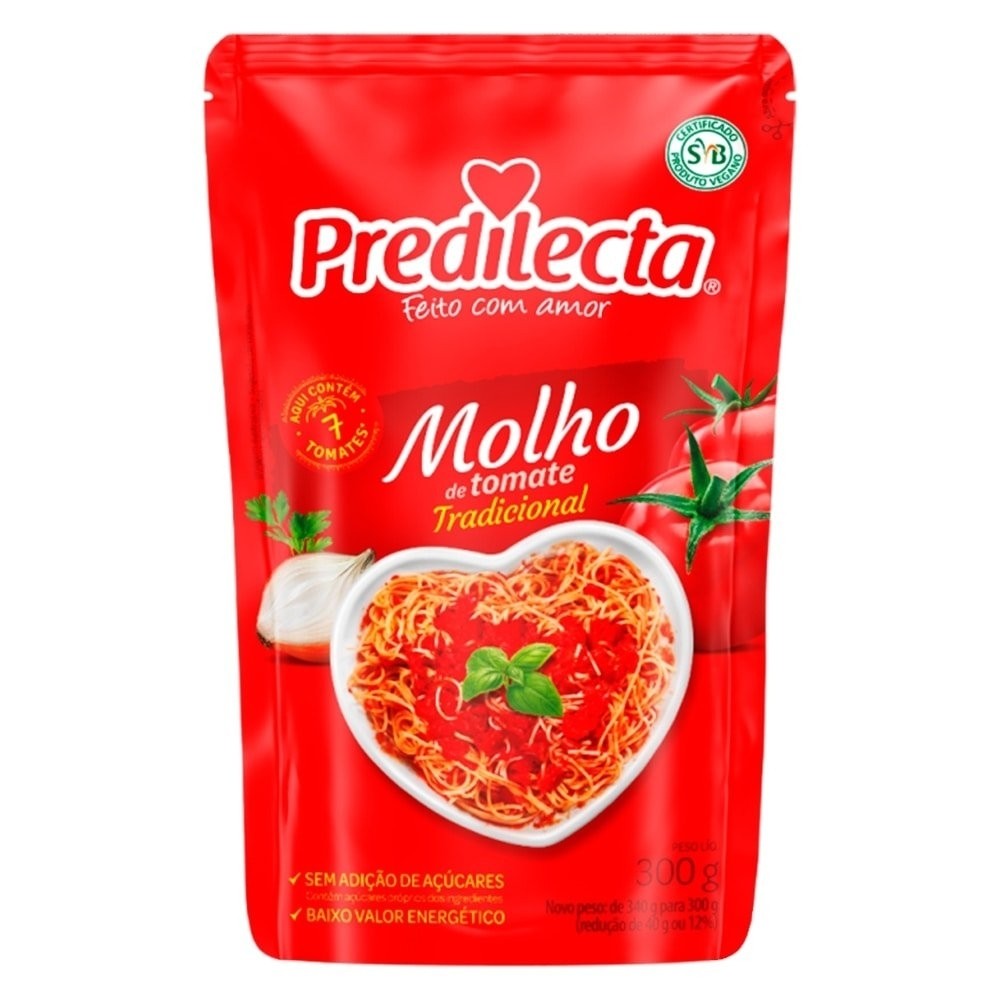 Molho de Tomate Predilecta Tradicional 300g Embalagem com 32 Unidades em Oferta na Shopee