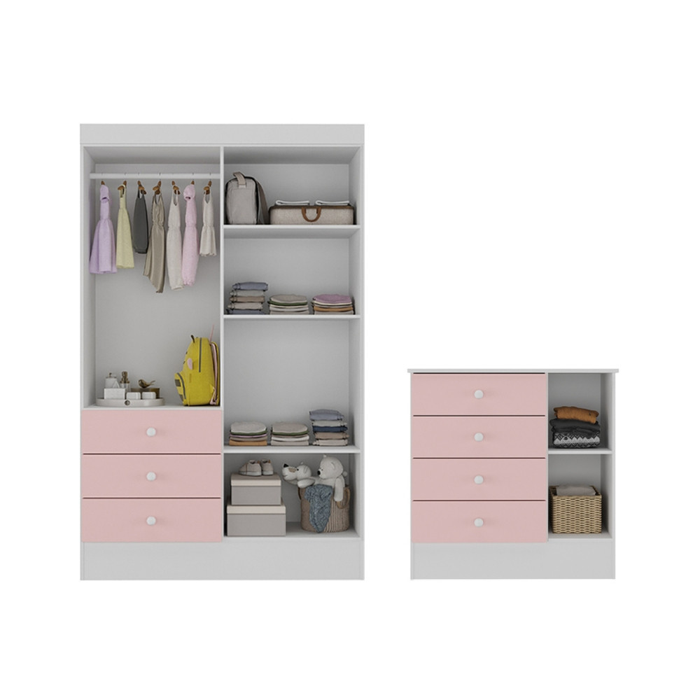 Quarto de Bebê com Guarda Roupa 4 Portas 3 Gavetas e Cômoda 4 Gavetas 1 Porta com Janela Maya Rodial — imagem 2 de 2