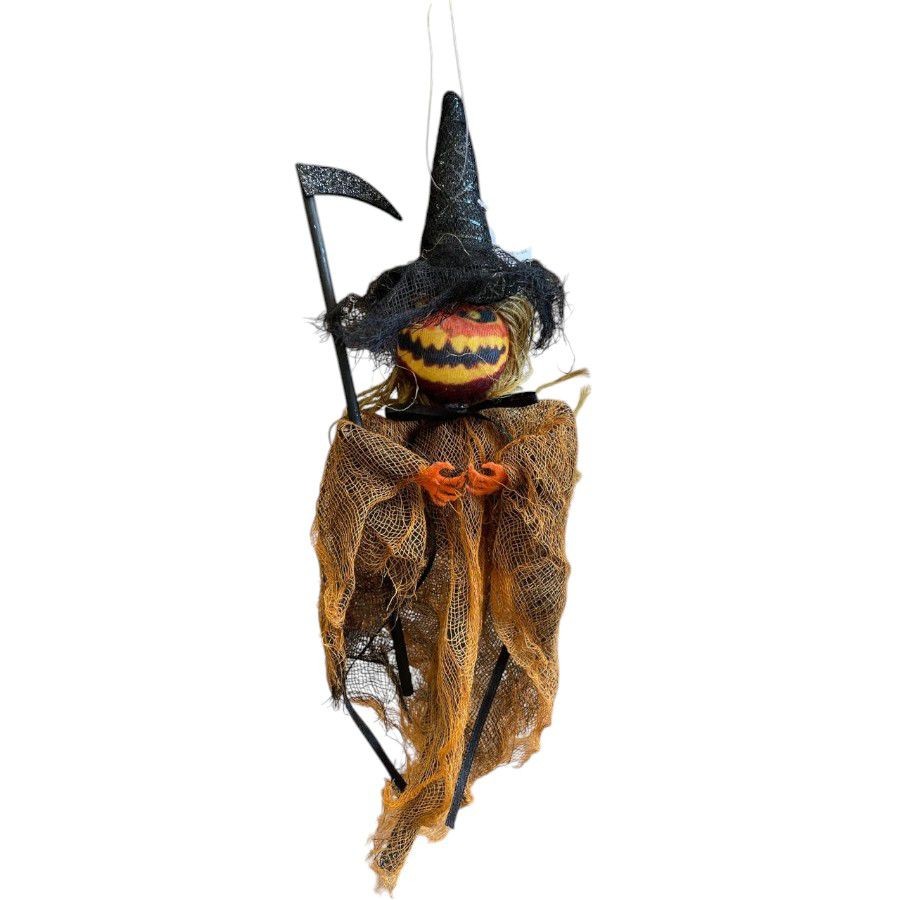Enfeite de Pendurar Halloween - Bruxa Laranja - 27cm - 1 unidade - Cromus - Rizzo - Home & Living