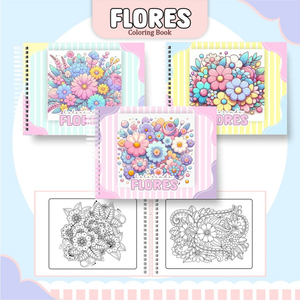 Livro para colorir Flores - CAPA DURA 50 FOLHAS em Oferta na Shopee
