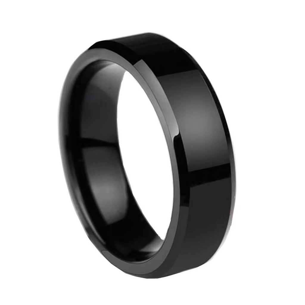 Anel Aço Inox Titânio Chanfrado 6mm Preto em Oferta na Shopee