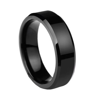 Anel Aço Inox Titânio Chanfrado 6mm Preto