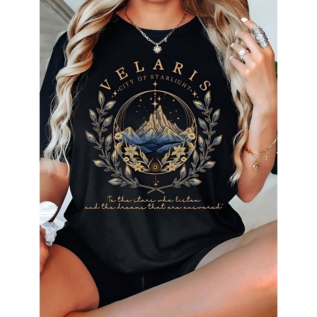 [Camiseta Premium em Algodão Puro]SISI Camiseta Feminina de Manga Curta e Gola Redonda blusa estampada t-shirt em Oferta na Shopee