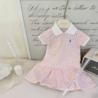Roupas Infantis Coreanas Vestido Polo Xadrez Rosa e Branco Casual Fashionável Doce U3VF em Oferta na Shopee