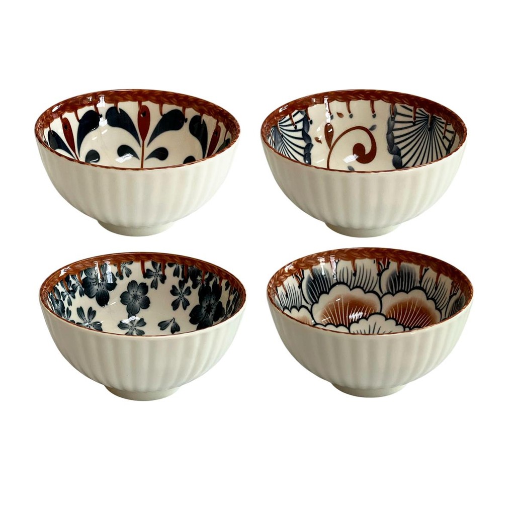 Jogo de Bowls Cerâmica 4 Peças Florata 11,5cm x 6cm - 280ml