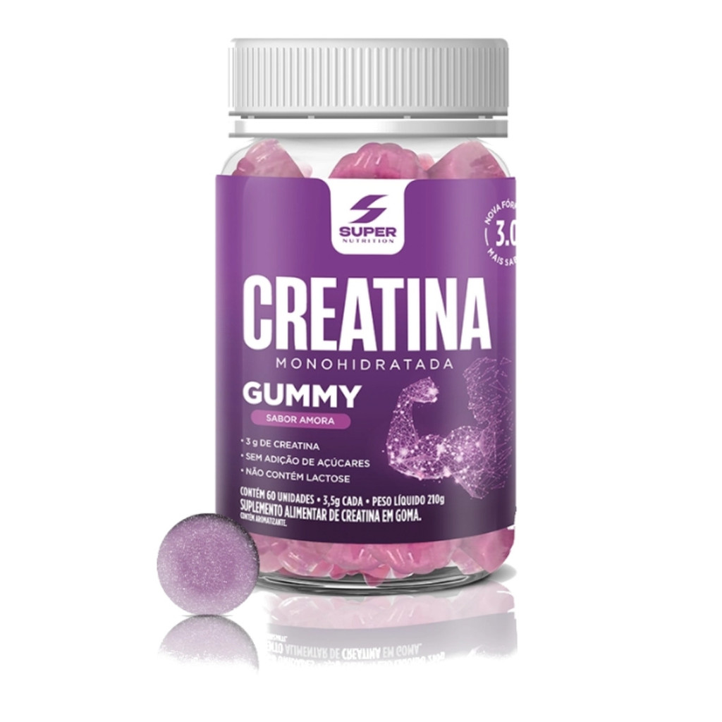 Creatina Gummies Pote Com 60 Unidades Super Nutrition Amora em Oferta na Shopee