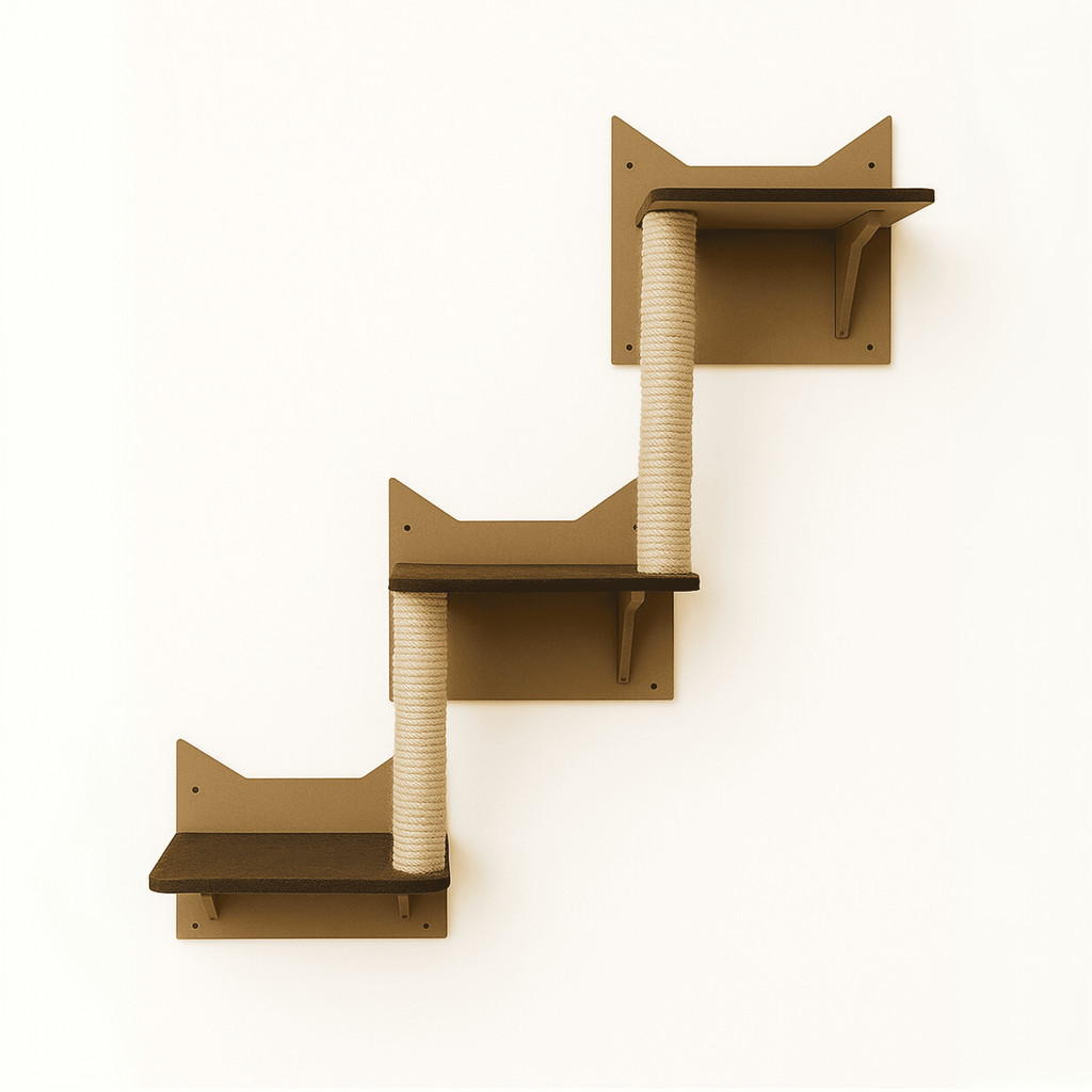 Conjunto Escalador Gato Parede Prateleira Poleiro Escada Brinquedo Arranhador Sisal Playgr...