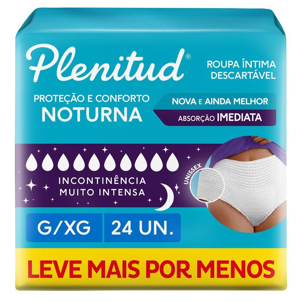 ROUPA ÍNTIMA PLENITUD NOTURNA PARA INCONTINÊNCIA G/XG 24 UNIDADES - Health