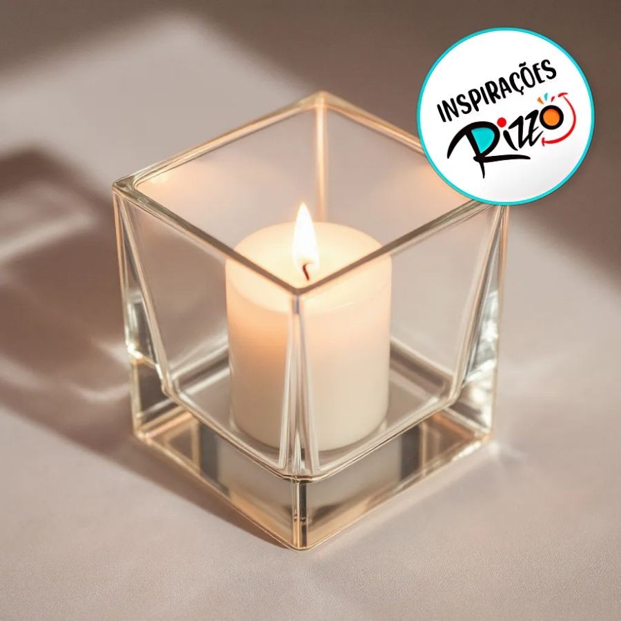 Pote De Vidro Quadrado - 8x8cm 300ml - 1 unidade - Rizzo - Home & Living