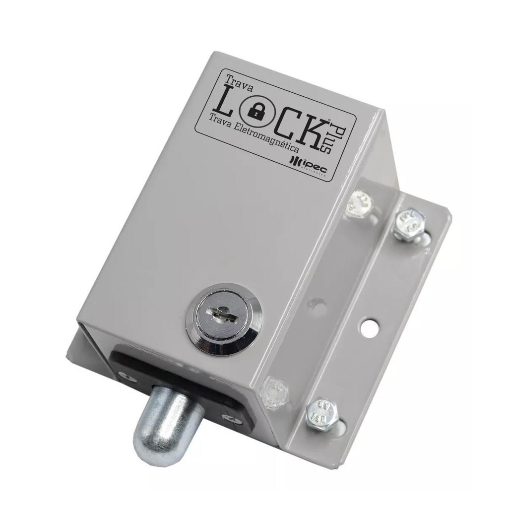 Trava Eletromagnética 220V Ipec Lock Plus c/ Temporizador Cinza