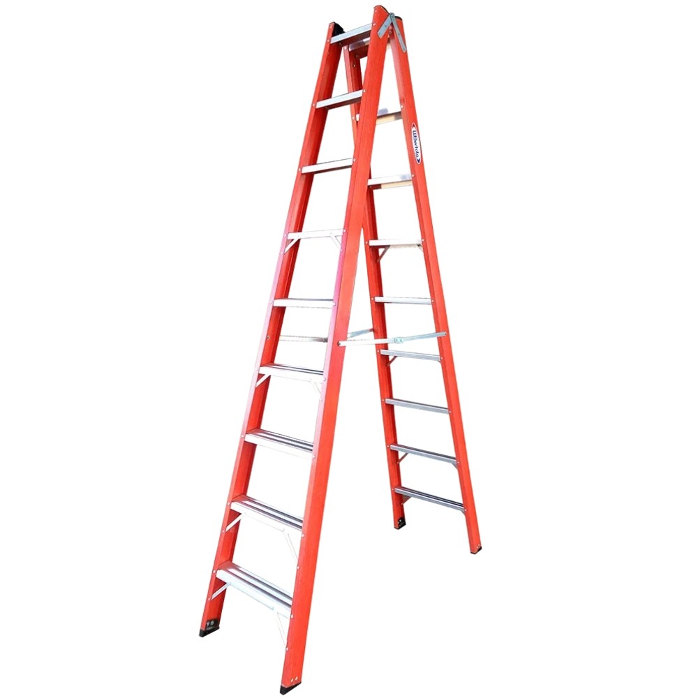 Escada Dupla de Aluminio e Fibra de Vidro Residencial 9 Degraus 2,7 Metros em Oferta na Shopee