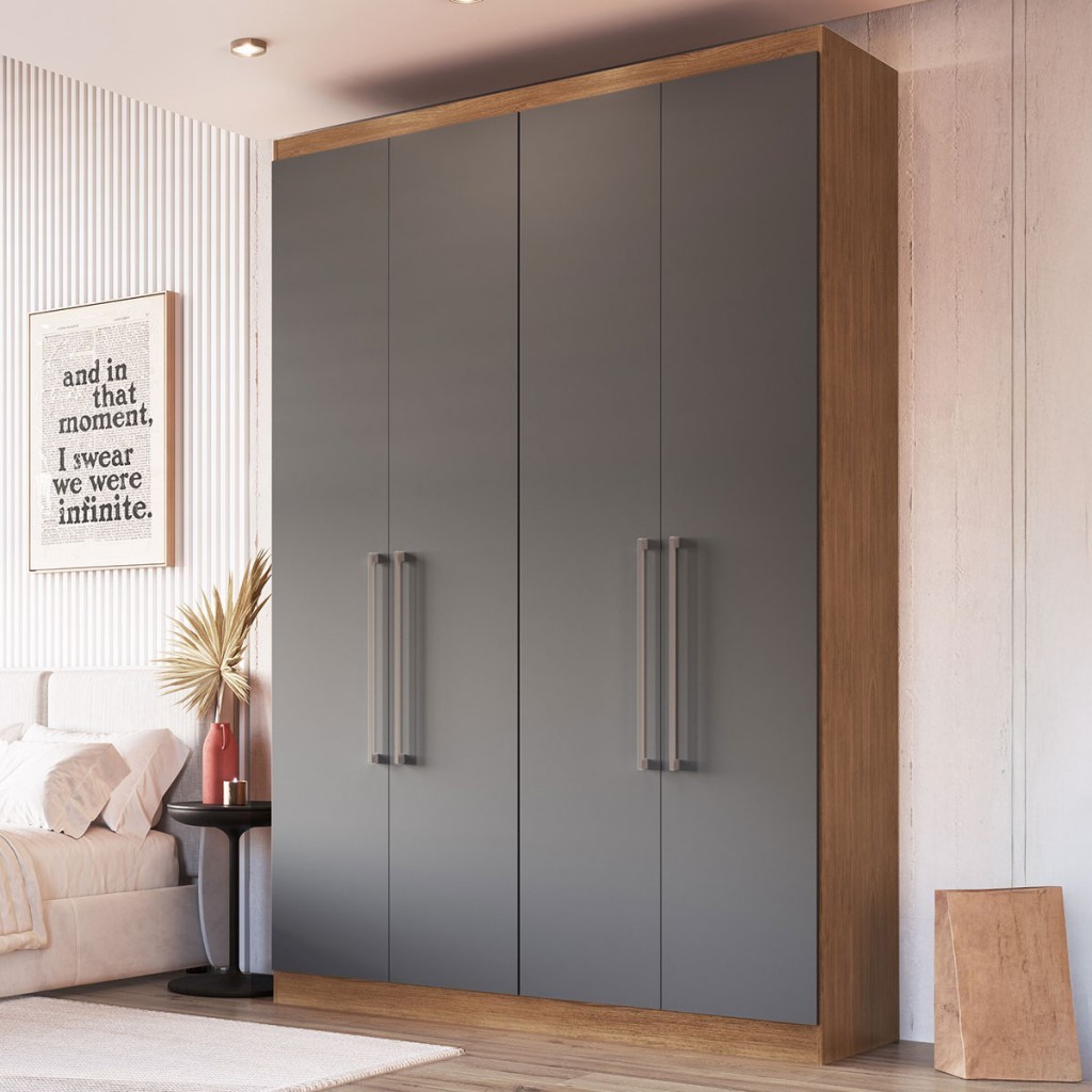 Guarda-Roupa Solteiro Oxford 4 Portas 2 Gavetas - Irm Móveis em Oferta na Shopee