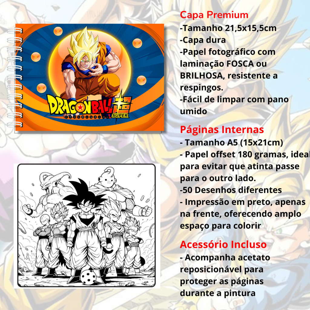 Livro De Colorir Dragon Ball Capa Dura Folhas A5 180g LANÇAMENTO — imagem 2 de 2