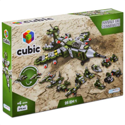 Brinquedo de Encaixe Cubic 25 em 1 Avião de Combate 576 Peças +6 Anos Multikids - BR1620