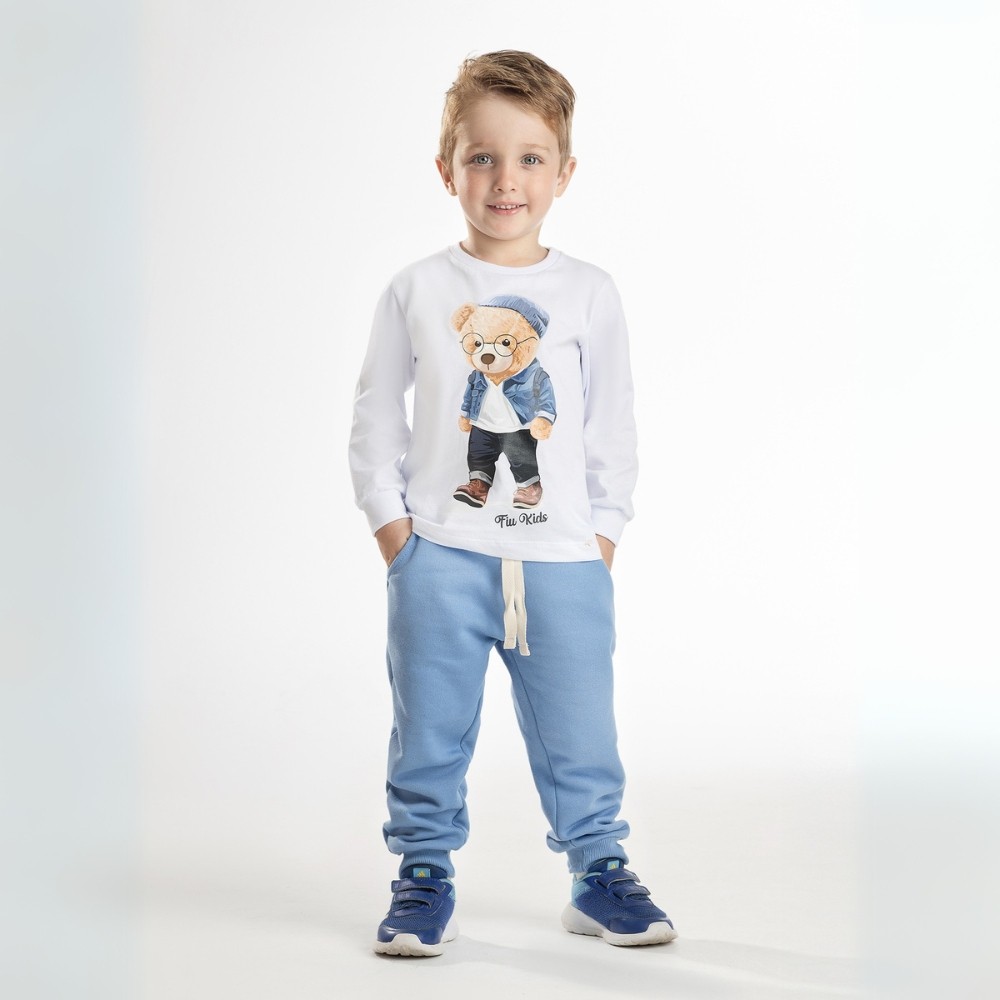 Conjunto Infantil Menino Blusa Algodão Estampa DTF + Calça Moletom Peluciado Com Ribana E Bolsos
