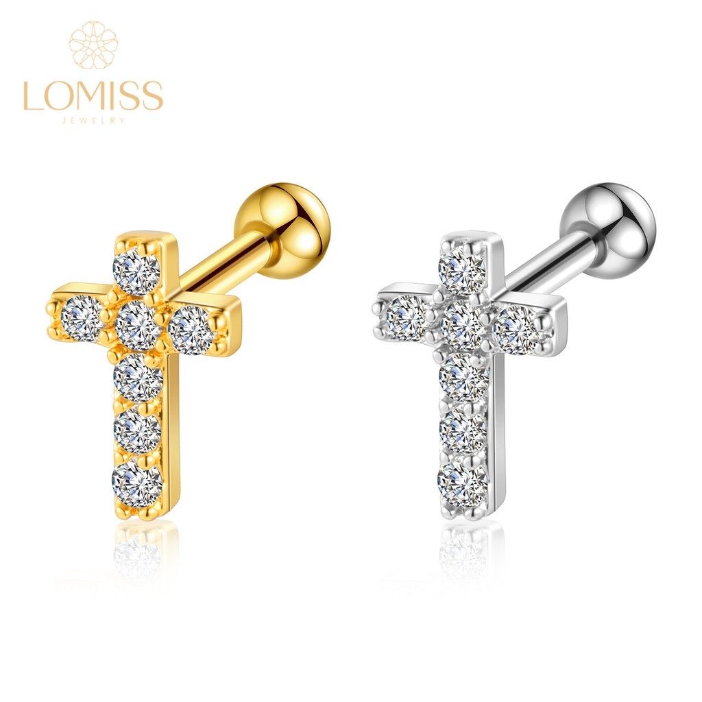 Lomiss Piercing Orelha Helix Conch Tragus Barbell Cobre Cruz Zircônia em Oferta na Shopee