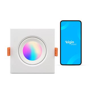 Luminária LED Ecospot Inteligente 5W 3000-6500K Elgin Quadrada WIFI RGB Bivolt Compatível com Alexa e Google Home em Oferta na Shopee