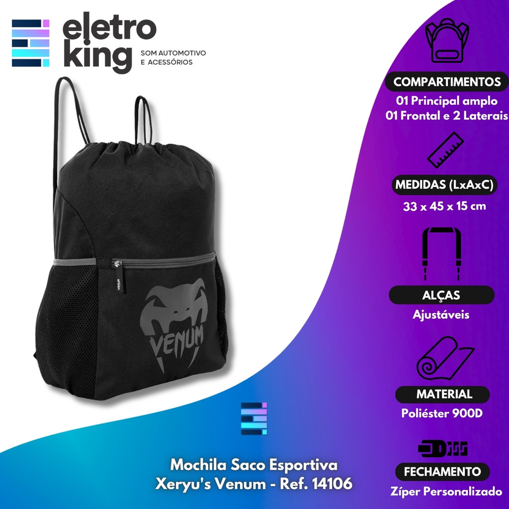 Detalhes do Mochila Saco Esportiva Fitness Venum Escolar Academia