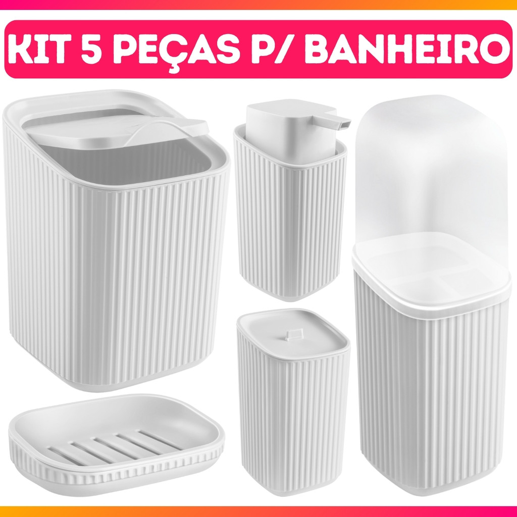 Kit Banheiro - Lavabo 5 Peças C/ Frisos Varias Cores