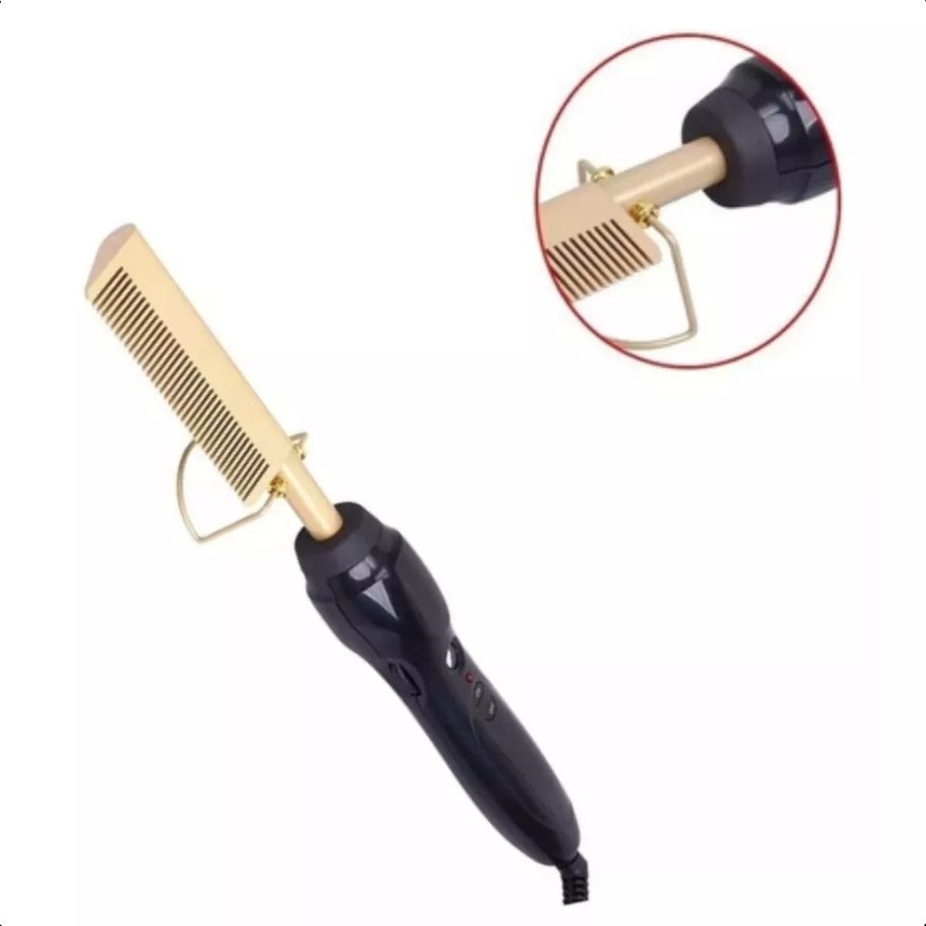 Pente Quente Elétrico Alisador Cabelo Crespo Chapinha Antiga Modela, livre de frizz progressiva