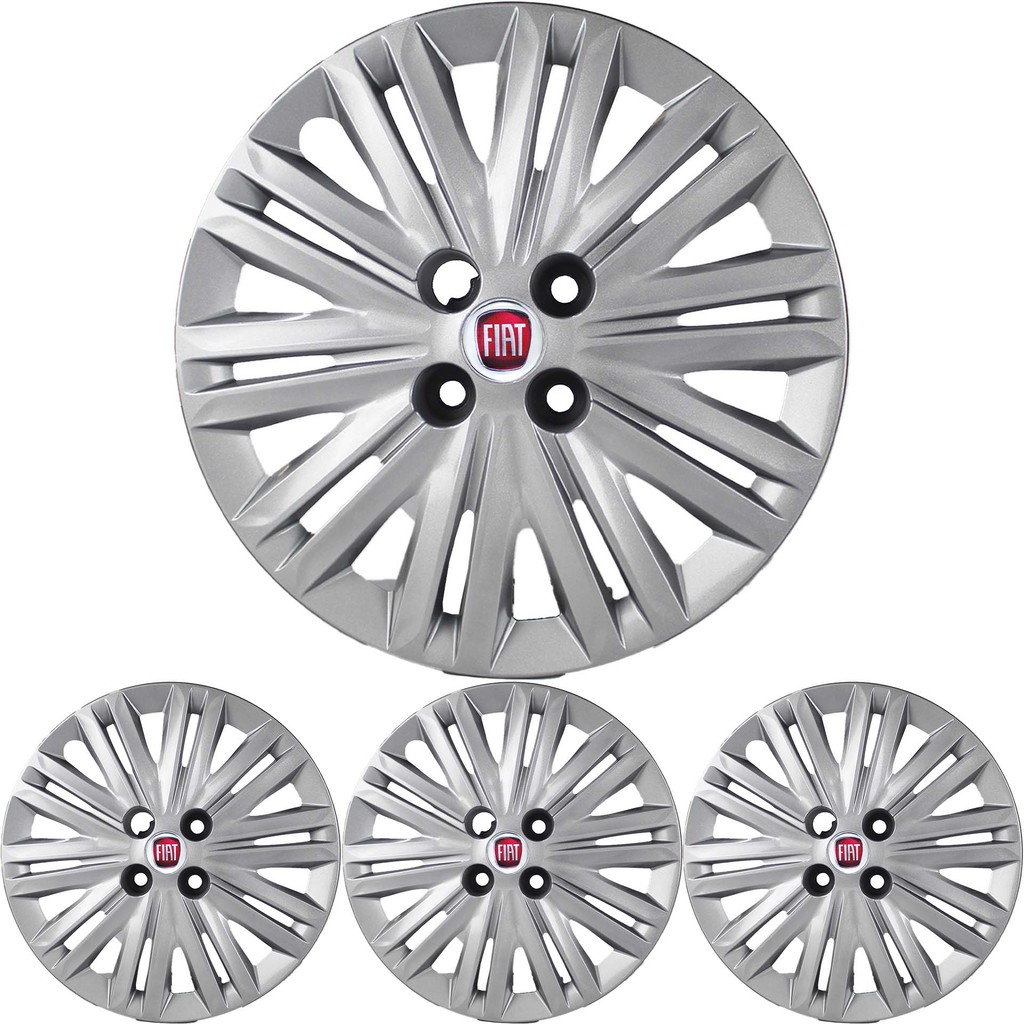 JG 4 Calota Punto TODOS Aro 15 Prata Metálico com Emblema em Oferta na Shopee