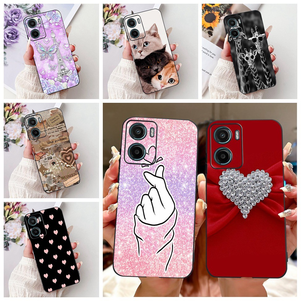 Moto G05 Caso E15 Estética Moda Borboleta Flores Bonito Gato Amor Capa Traseira 