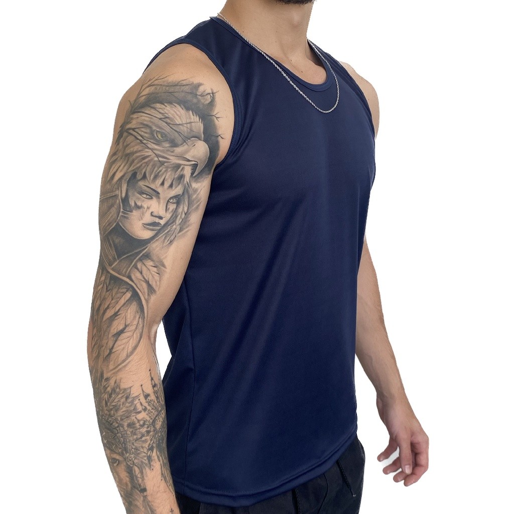 KIT 5 Regata Masculina Dry Fit 100% Poliéster - Casual - Treino - Academia - Esportes - Exercícios - Corrida