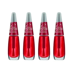 Kit 4 Esmaltes Impala Base Verniz Vermelho Intensificador