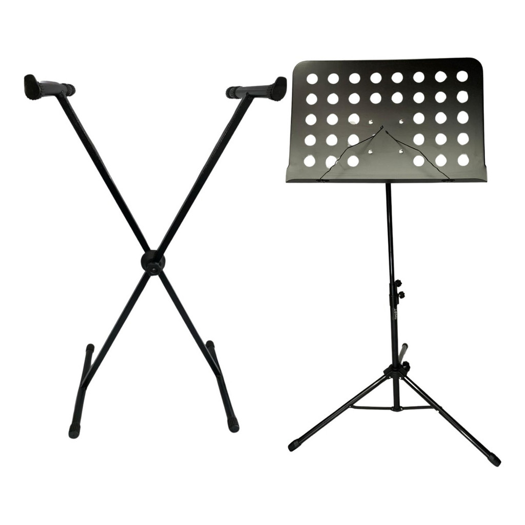 Estante De Partitura+ Pedestal Para Teclado Suporte X Reforç